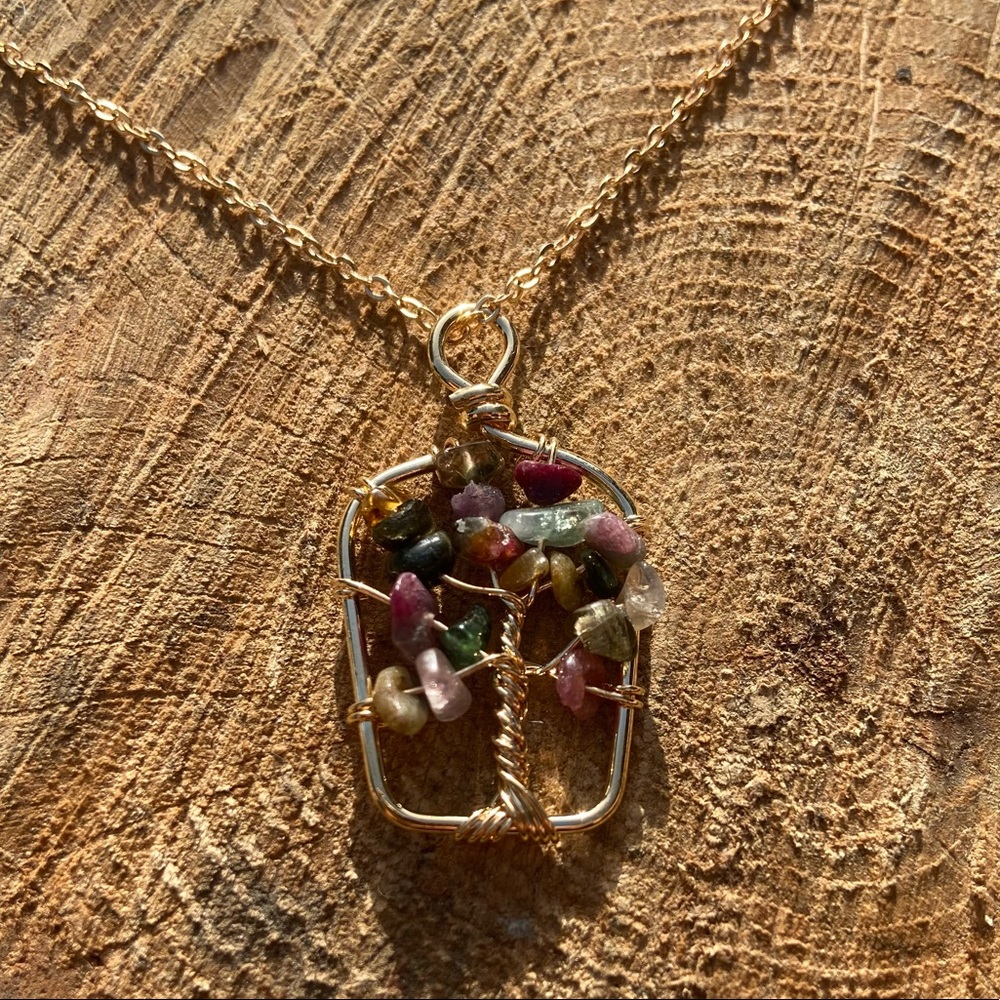 Handmade Crystal tree of life pendant